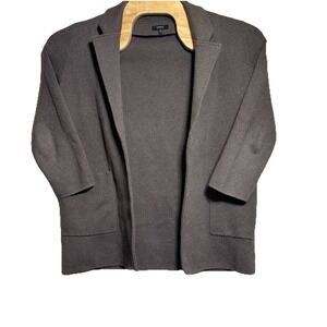 Quince Cardigan Jacket‎ Blazer Brown Knit Front Pockets Organic Cotton Size M